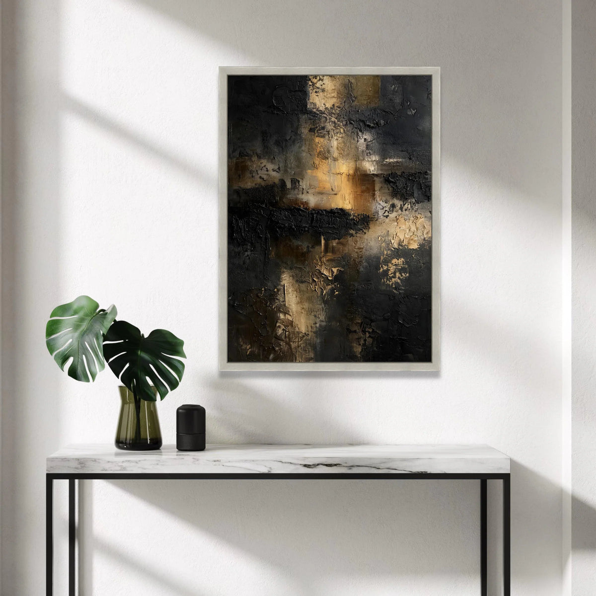 Dark Abstract Canvas Wall Art, Modern Black and Gold Canvas, Contemporary Home Decoration, Look Artwork, Stylish Wall Canvas Print Art