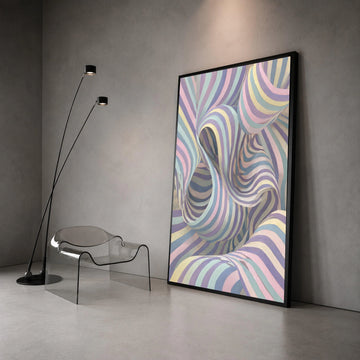 Pastel Swirls Abstract Canvas, Striped Ribbon Wall Art, Soft Colorful Decor, Contemporary Home Canvas, Modern Interior Canvas Print Art