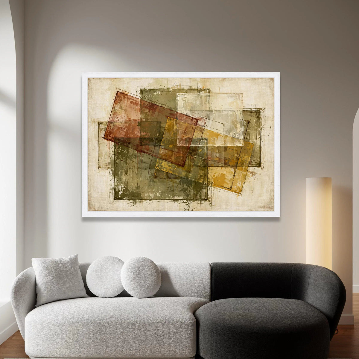 Earth Tone Abstract Squares Canvas, Geometric Wall Art, Rustic Modern Decor, Overlapping Shapes Canvas, Neutral Color Canvas Print Art