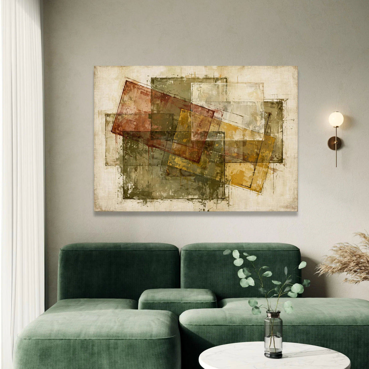 Earth Tone Abstract Squares Canvas, Geometric Wall Art, Rustic Modern Decor, Overlapping Shapes Canvas, Neutral Color Canvas Print Art