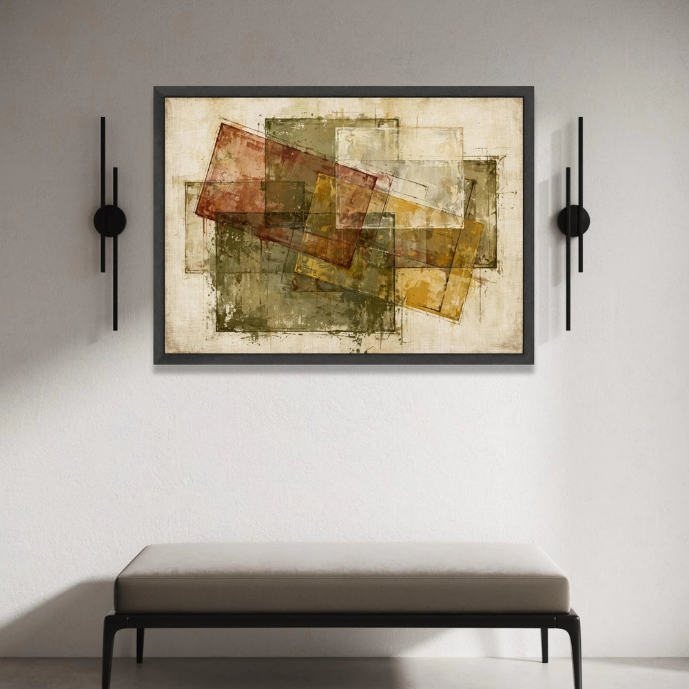 Earth Tone Abstract Squares Canvas, Geometric Wall Art, Rustic Modern Decor, Overlapping Shapes Canvas, Neutral Color Canvas Print Art