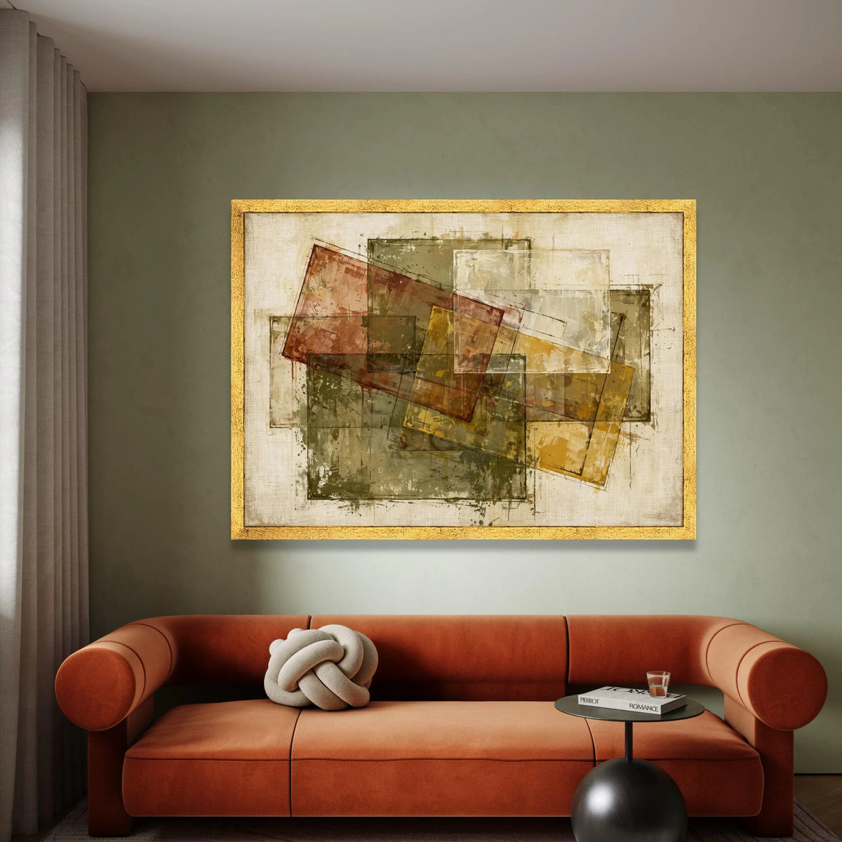 Earth Tone Abstract Squares Canvas, Geometric Wall Art, Rustic Modern Decor, Overlapping Shapes Canvas, Neutral Color Canvas Print Art