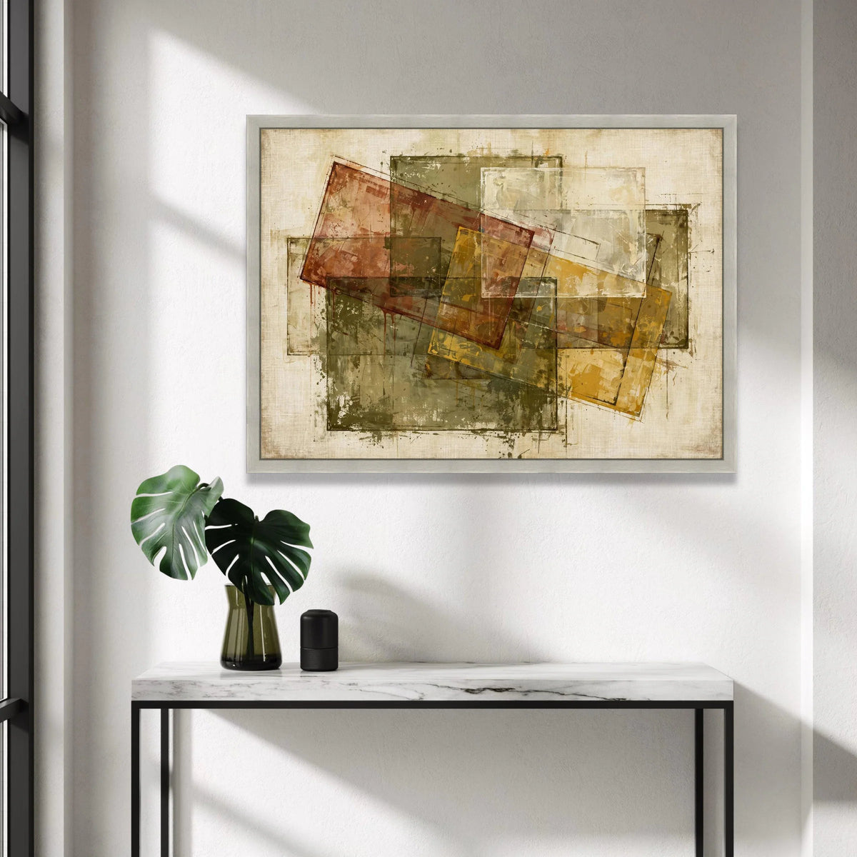 Earth Tone Abstract Squares Canvas, Geometric Wall Art, Rustic Modern Decor, Overlapping Shapes Canvas, Neutral Color Canvas Print Art