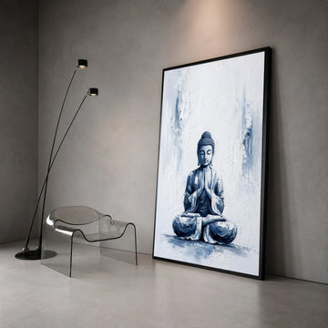 Serene Buddha Meditation Canvas, Spiritual Wall Art, Zen Decor, Tranquil Home Decoration, Peaceful Buddha Portrait Canvas Canvas Print Art