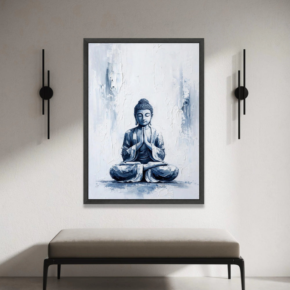 Serene Buddha Meditation Canvas, Spiritual Wall Art, Zen Decor, Tranquil Home Decoration, Peaceful Buddha Portrait Canvas Canvas Print Art