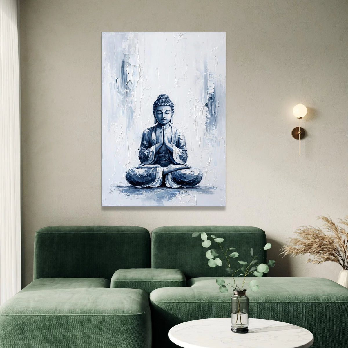 Serene Buddha Meditation Canvas, Spiritual Wall Art, Zen Decor, Tranquil Home Decoration, Peaceful Buddha Portrait Canvas Canvas Print Art