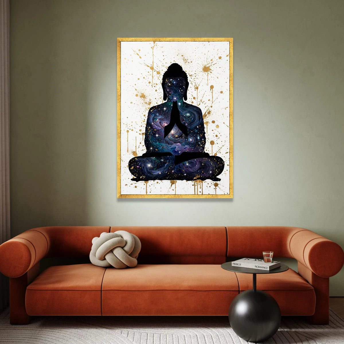 Cosmic Buddha Meditation Canvas, Galaxy Silhouette Wall Art, Spiritual Zen Decor, Modern Abstract Canvas, Mindfulness Home Canvas Print Art