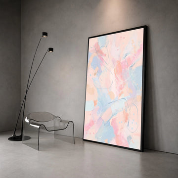 Soft Pastel Abstract Canvas Wall Art, Contemporary Pink Blue Painting, Modern Home Decoration, Light Color Abstract Design Canvas Print Art