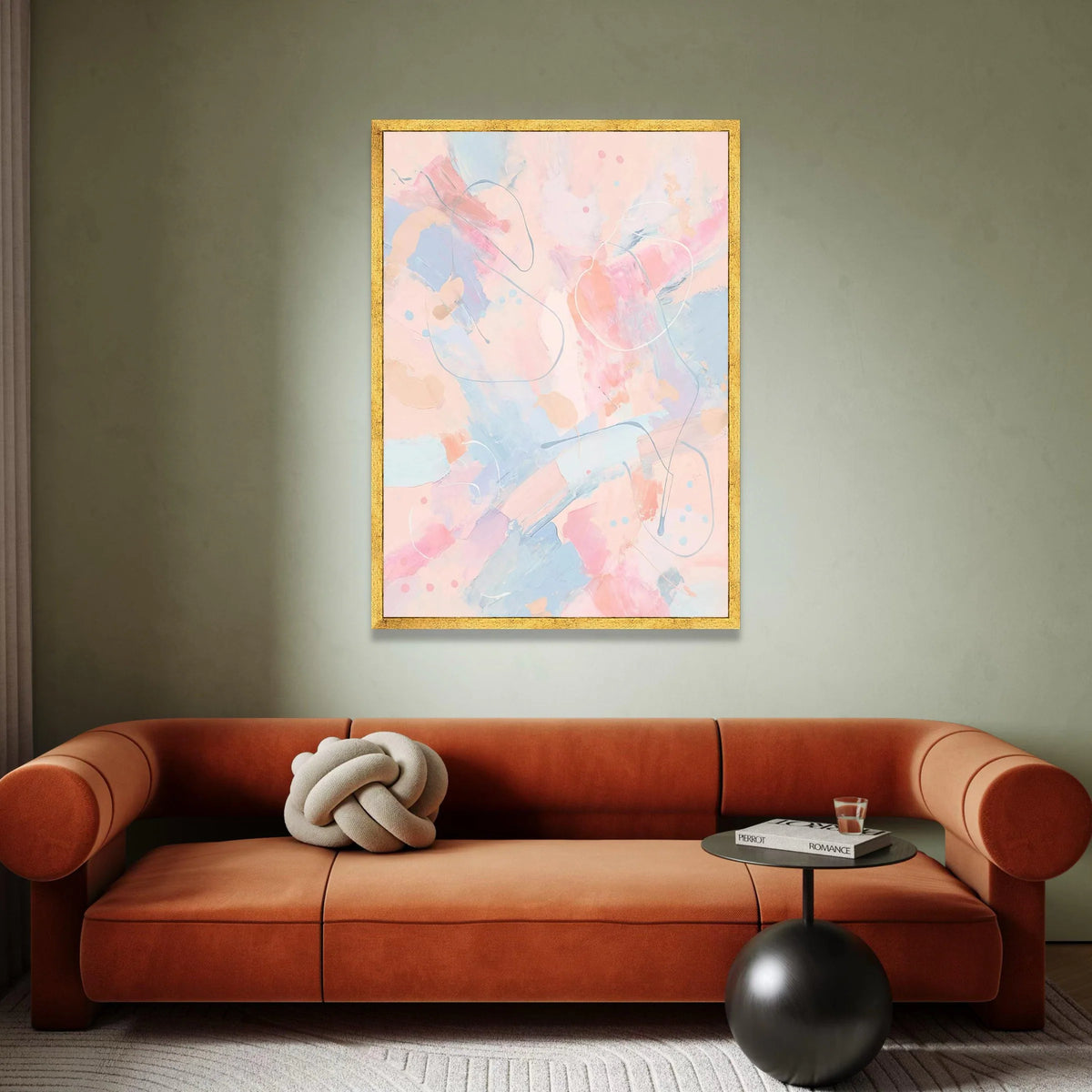 Soft Pastel Abstract Canvas Wall Art, Contemporary Pink Blue Painting, Modern Home Decoration, Light Color Abstract Design Canvas Print Art
