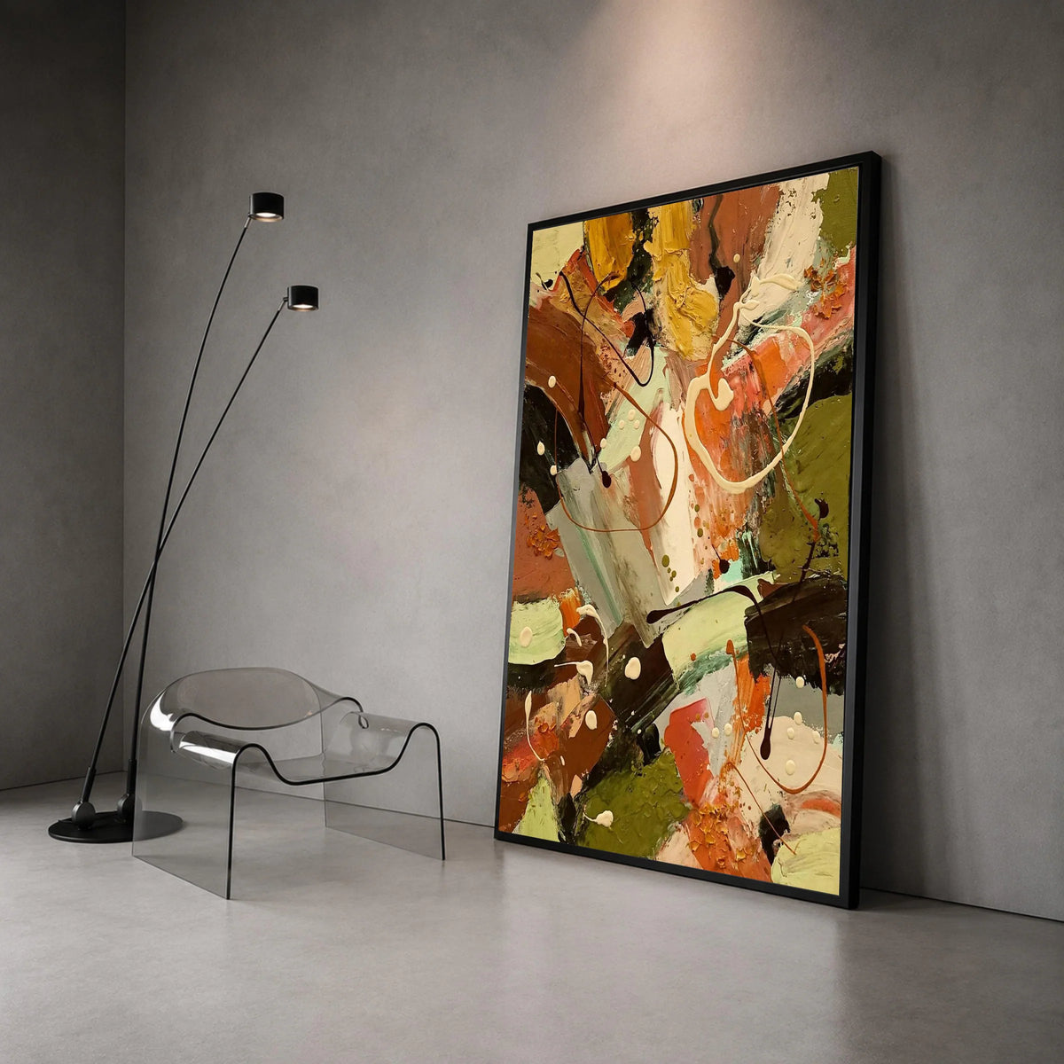 Earth Tones Abstract Canvas, Modern Expressionist Wall Art, Warm Rustic Home Decor, Organic Shapes Painting, Ready to Hang Canvas Print Art