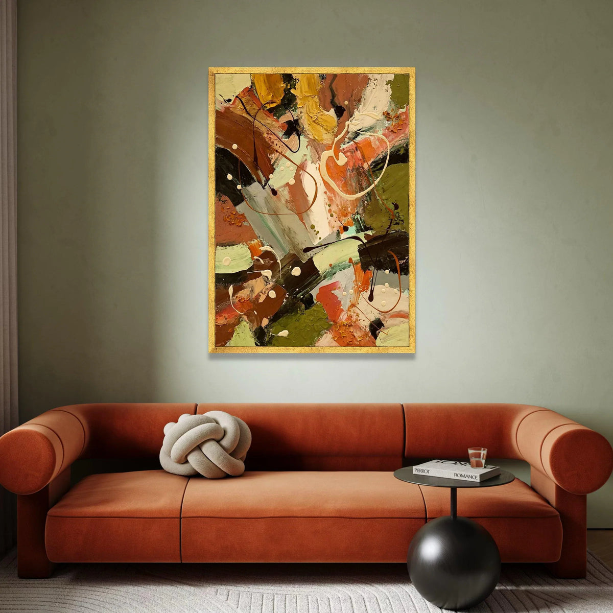 Earth Tones Abstract Canvas, Modern Expressionist Wall Art, Warm Rustic Home Decor, Organic Shapes Painting, Ready to Hang Canvas Print Art