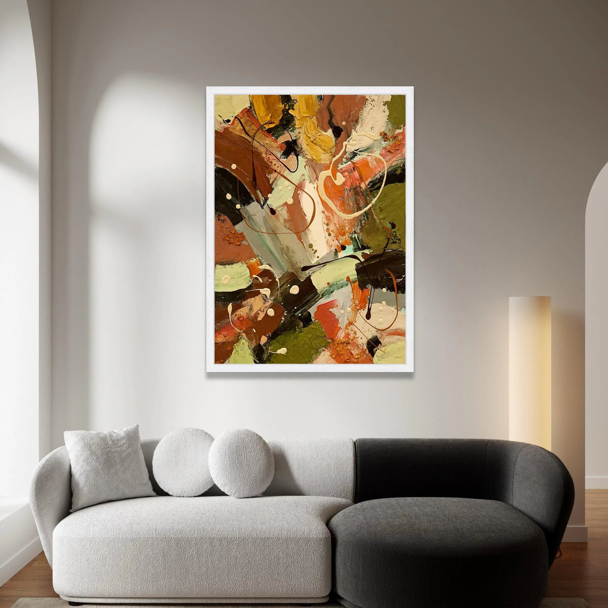 Earth Tones Abstract Canvas, Modern Expressionist Wall Art, Warm Rustic Home Decor, Organic Shapes Painting, Ready to Hang Canvas Print Art