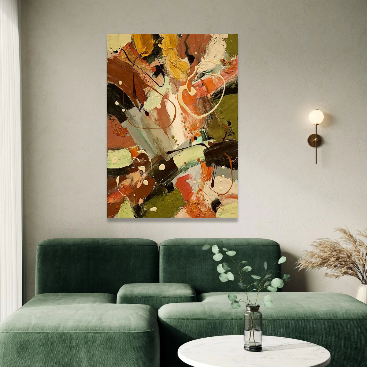 Earth Tones Abstract Canvas, Modern Expressionist Wall Art, Warm Rustic Home Decor, Organic Shapes Painting, Ready to Hang Canvas Print Art