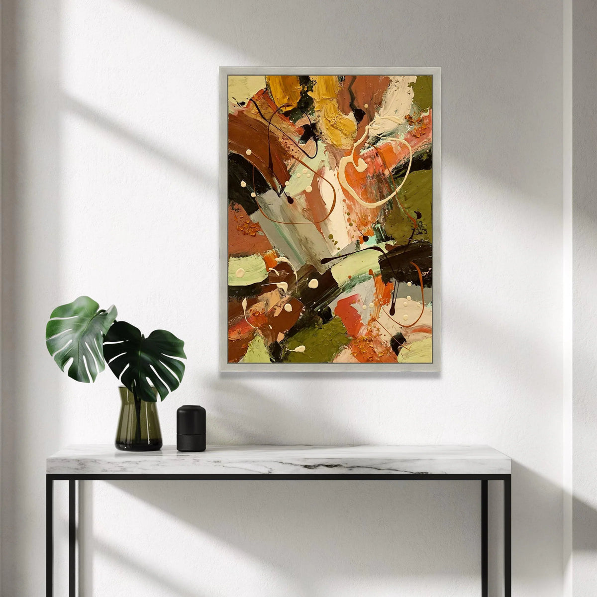 Earth Tones Abstract Canvas, Modern Expressionist Wall Art, Warm Rustic Home Decor, Organic Shapes Painting, Ready to Hang Canvas Print Art