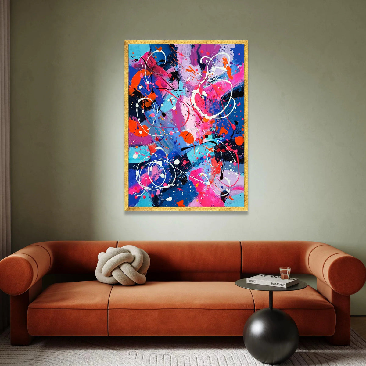 Vibrant Abstract Splash Canvas, Modern Colorful Wall Art, Bold Pink Blue Decor, Energetic Contemporary Painting, Ready to Canvas Print Art