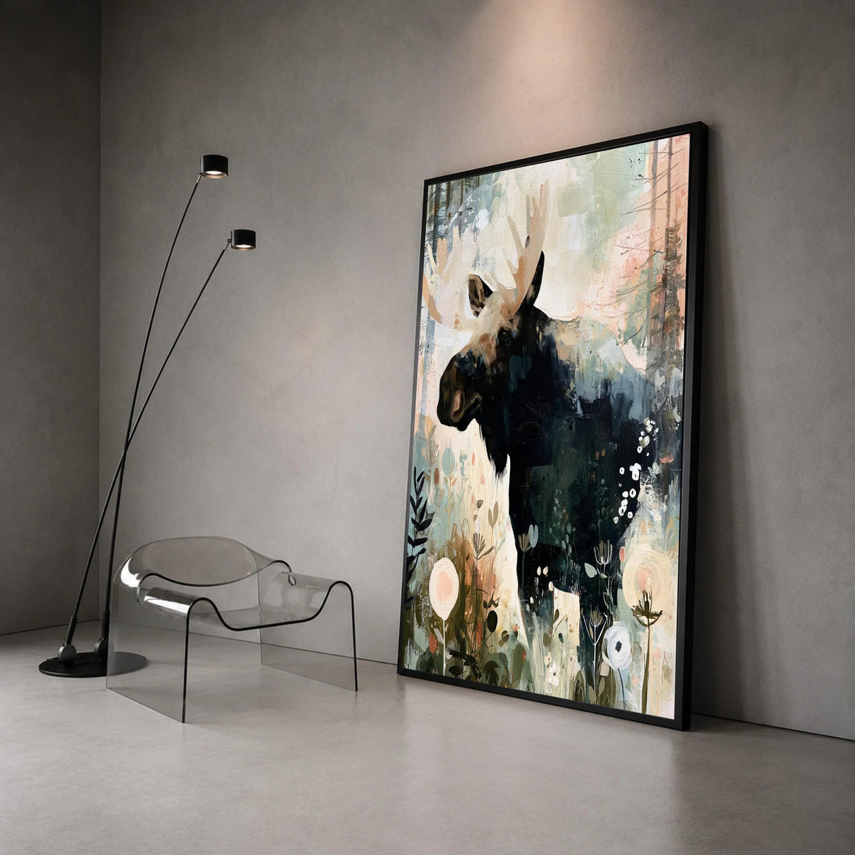 Majestic Moose Canvas Wall Art, Woodland Animal Painting, Nature-Inspired Home Decor, Forest Wildlife Canvas, Rustic Wall Canvas Print Art