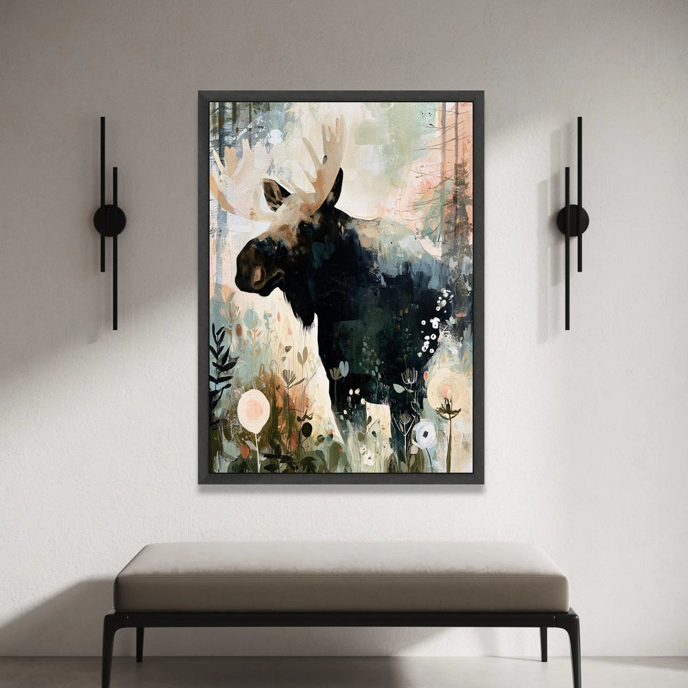 Majestic Moose Canvas Wall Art, Woodland Animal Painting, Nature-Inspired Home Decor, Forest Wildlife Canvas, Rustic Wall Canvas Print Art