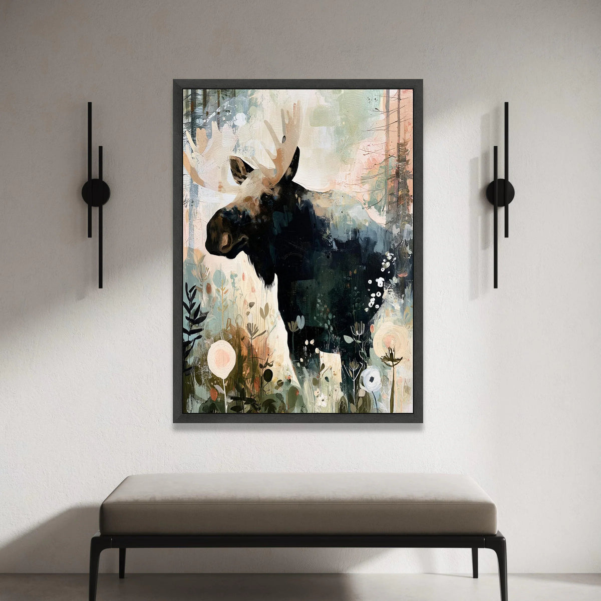 Majestic Moose Canvas Wall Art, Woodland Animal Painting, Nature-Inspired Home Decor, Forest Wildlife Canvas, Rustic Wall Canvas Print Art