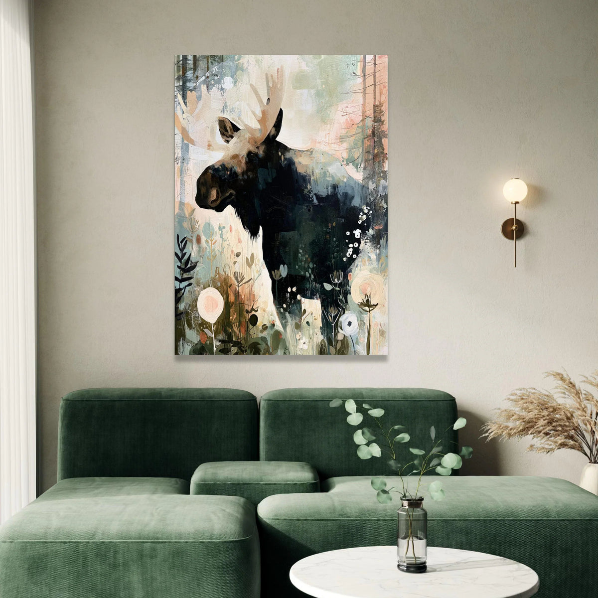 Majestic Moose Canvas Wall Art, Woodland Animal Painting, Nature-Inspired Home Decor, Forest Wildlife Canvas, Rustic Wall Canvas Print Art