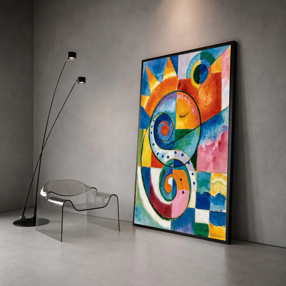 Vibrant Abstract Spiral Canvas, Colorful Geometric Wall Art, Modern Art Decor, Contemporary Canvas Painting, Bold Home Canvas Print Art