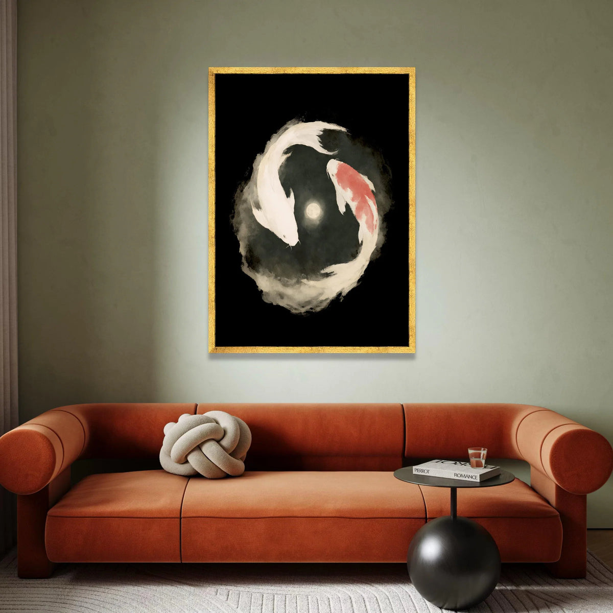 Koi Fish Yin Yang Canvas, Japanese Water Garden Art, Serene Fish Wall Decor, Zen Canvas, Tranquil Home Decoration Canvas Print Art
