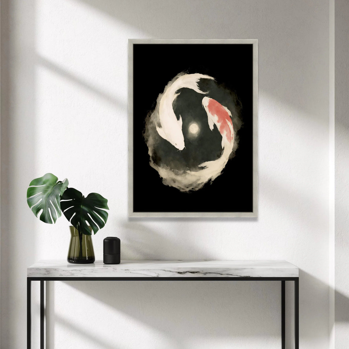 Koi Fish Yin Yang Canvas, Japanese Water Garden Art, Serene Fish Wall Decor, Zen Canvas, Tranquil Home Decoration Canvas Print Art
