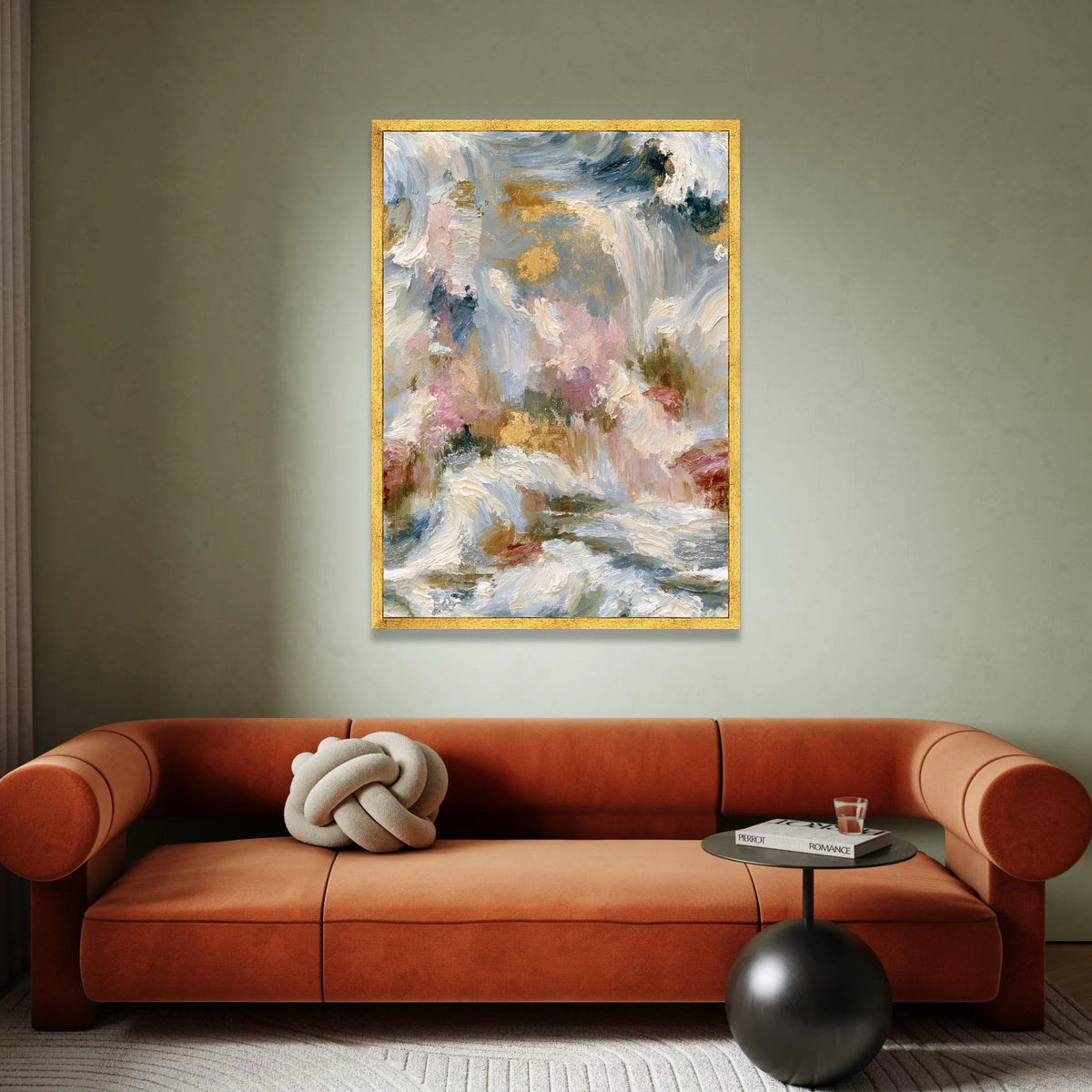 Elegant Abstract Canvas Wall Art, Neutral Pink and Blue Tones, Contemporary Home Decoration, Soft Brushstroke Painting, Canvas Print Art
