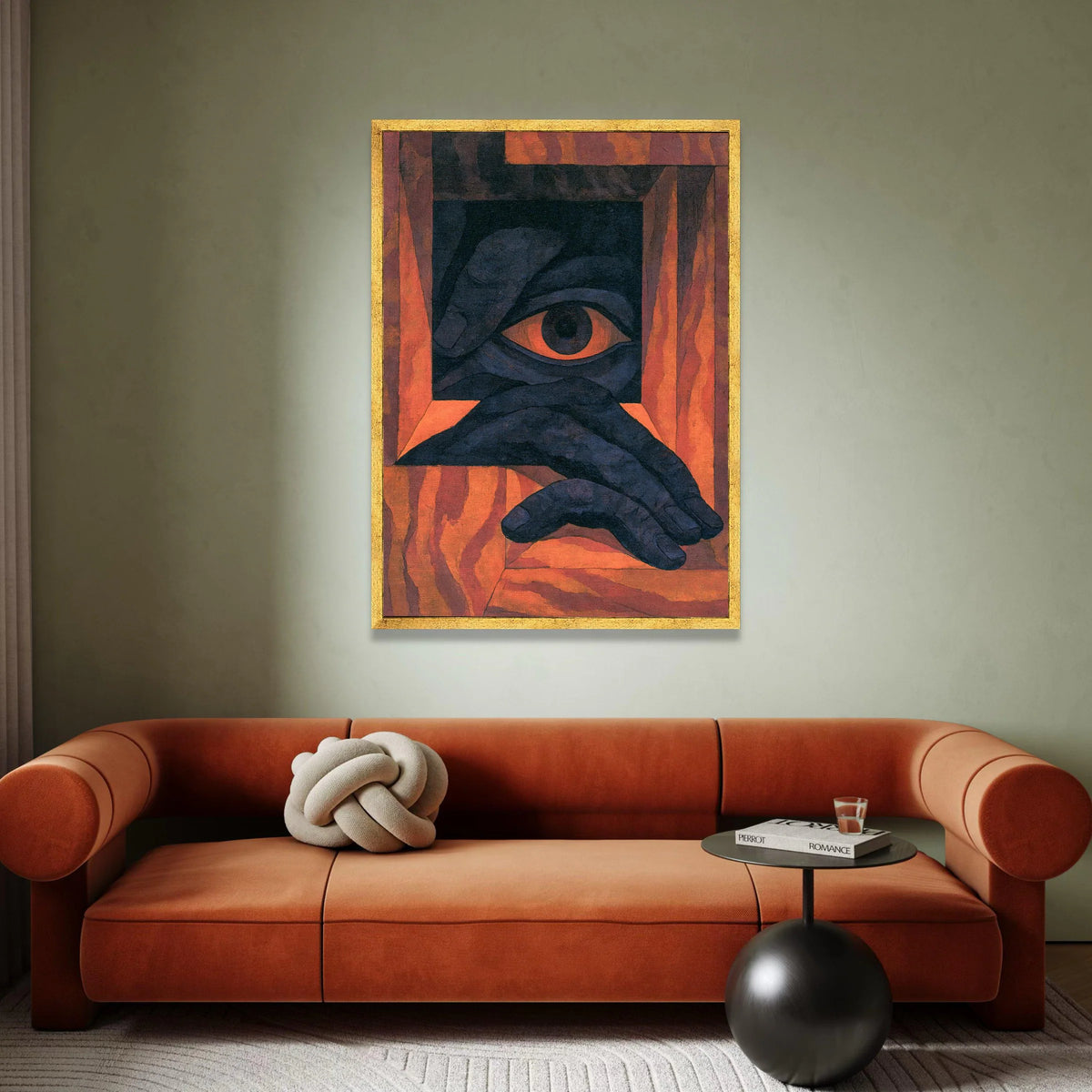 Abstract Eye Hand Canvas, Surreal Cubist Wall Art, Geometric Modern Canvas, Bold Color Home Décor, Unique Artistic Canvas Canvas Print Art