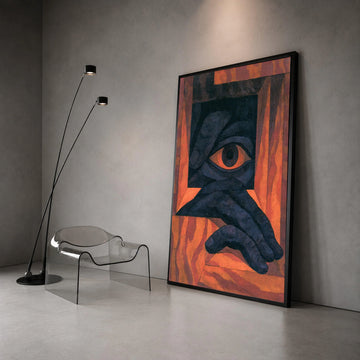 Abstract Eye Hand Canvas, Surreal Cubist Wall Art, Geometric Modern Canvas, Bold Color Home Décor, Unique Artistic Canvas Canvas Print Art