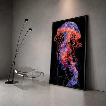Vibrant Jellyfish Canvas Wall Art, Colorful Ocean Life Decoration, Marine Creature Canvas, Underwater Sea Art, Ready to Canvas Print Art