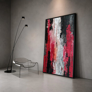 Abstract Red Black White Canvas Wall Art, Modern Collage Design, Contemporary Urban Decor, Bold Colorful Canvas Print, Canvas Print Art