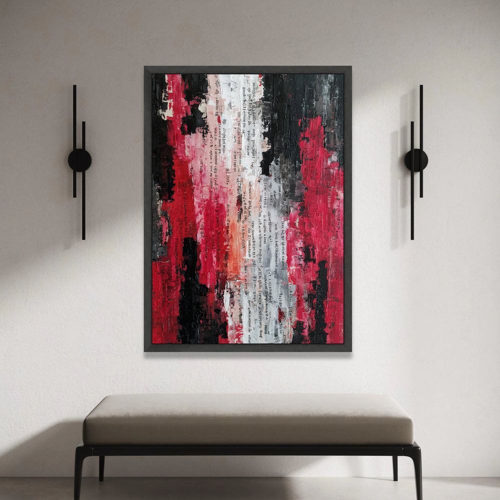 Abstract Red Black White Canvas Wall Art, Modern Collage Design, Contemporary Urban Decor, Bold Colorful Canvas Print, Canvas Print Art