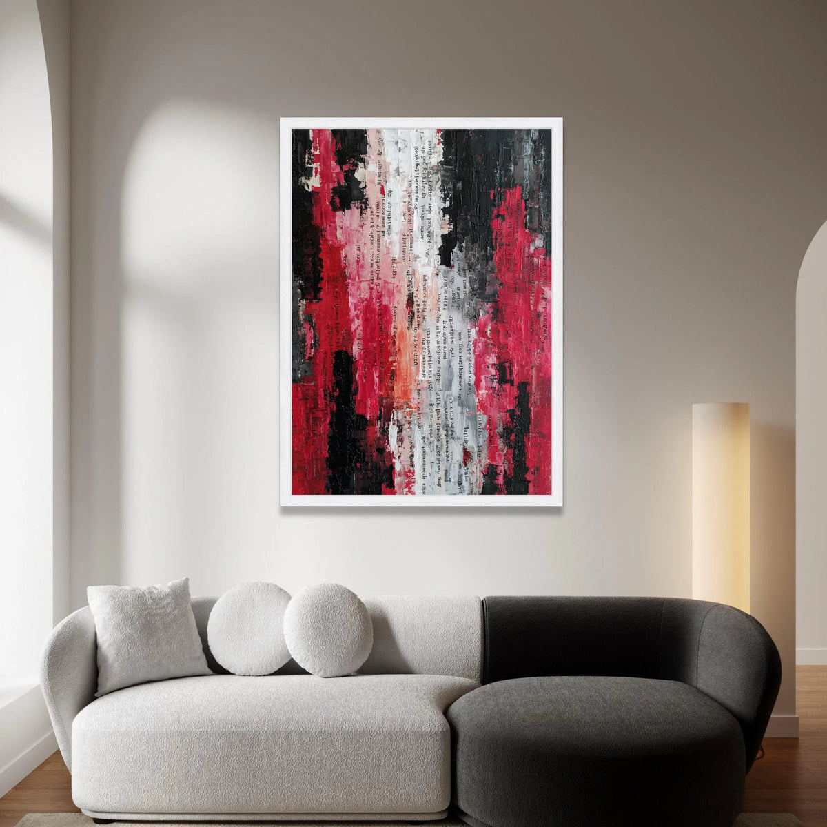 Abstract Red Black White Canvas Wall Art, Modern Collage Design, Contemporary Urban Decor, Bold Colorful Canvas Print, Canvas Print Art