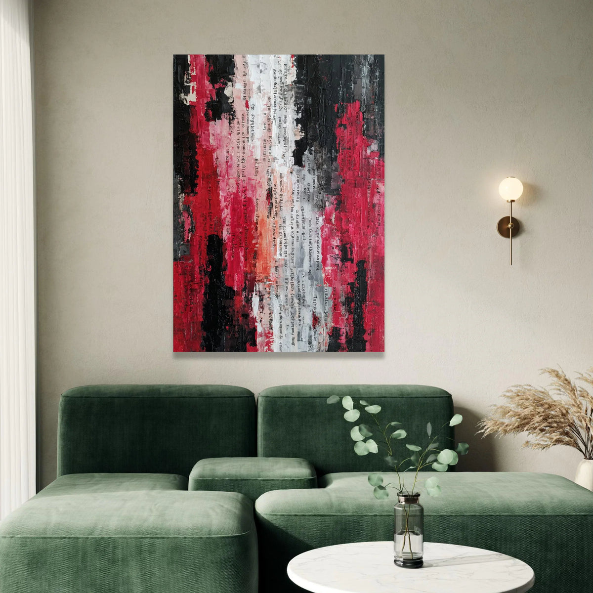 Abstract Red Black White Canvas Wall Art, Modern Collage Design, Contemporary Urban Decor, Bold Colorful Canvas Print, Canvas Print Art