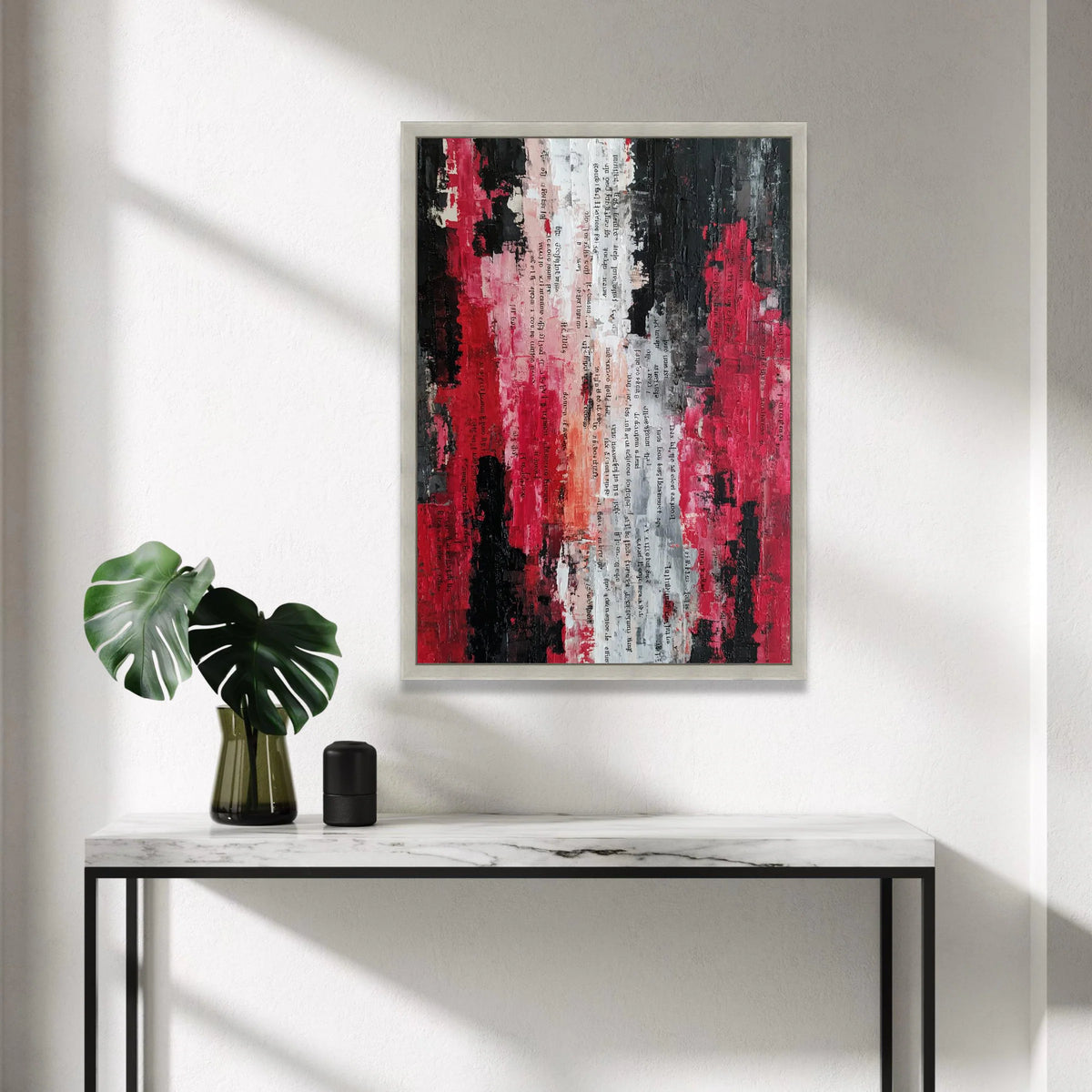 Abstract Red Black White Canvas Wall Art, Modern Collage Design, Contemporary Urban Decor, Bold Colorful Canvas Print, Canvas Print Art