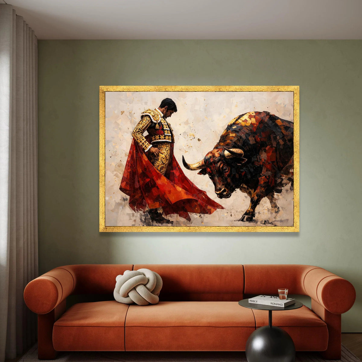 Bullfighter and Bull Canvas Wall Art, Spanish Matador Scene, Dramatic Bullfighting Canvas, Cultural Art Print, Home Decor Canvas Print Art