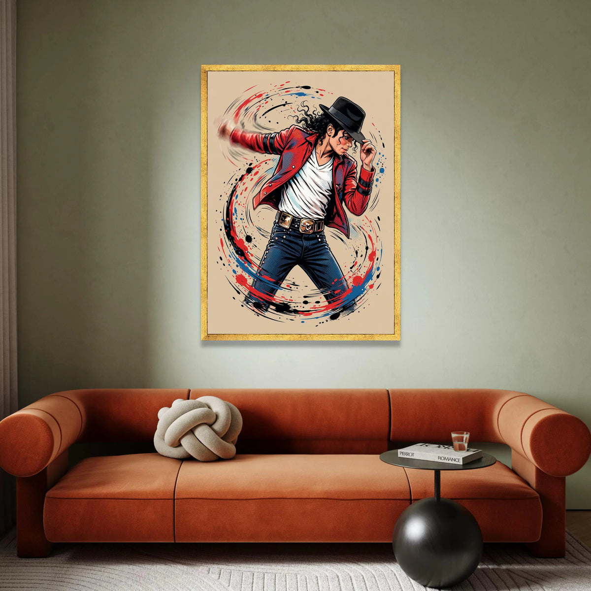 Dynamic Dance Pose Canvas Wall Art, Vibrant Music Canvas, Red Jacket Illustration, Modern Pop Culture Wall Decoration, Canvas Print Art
