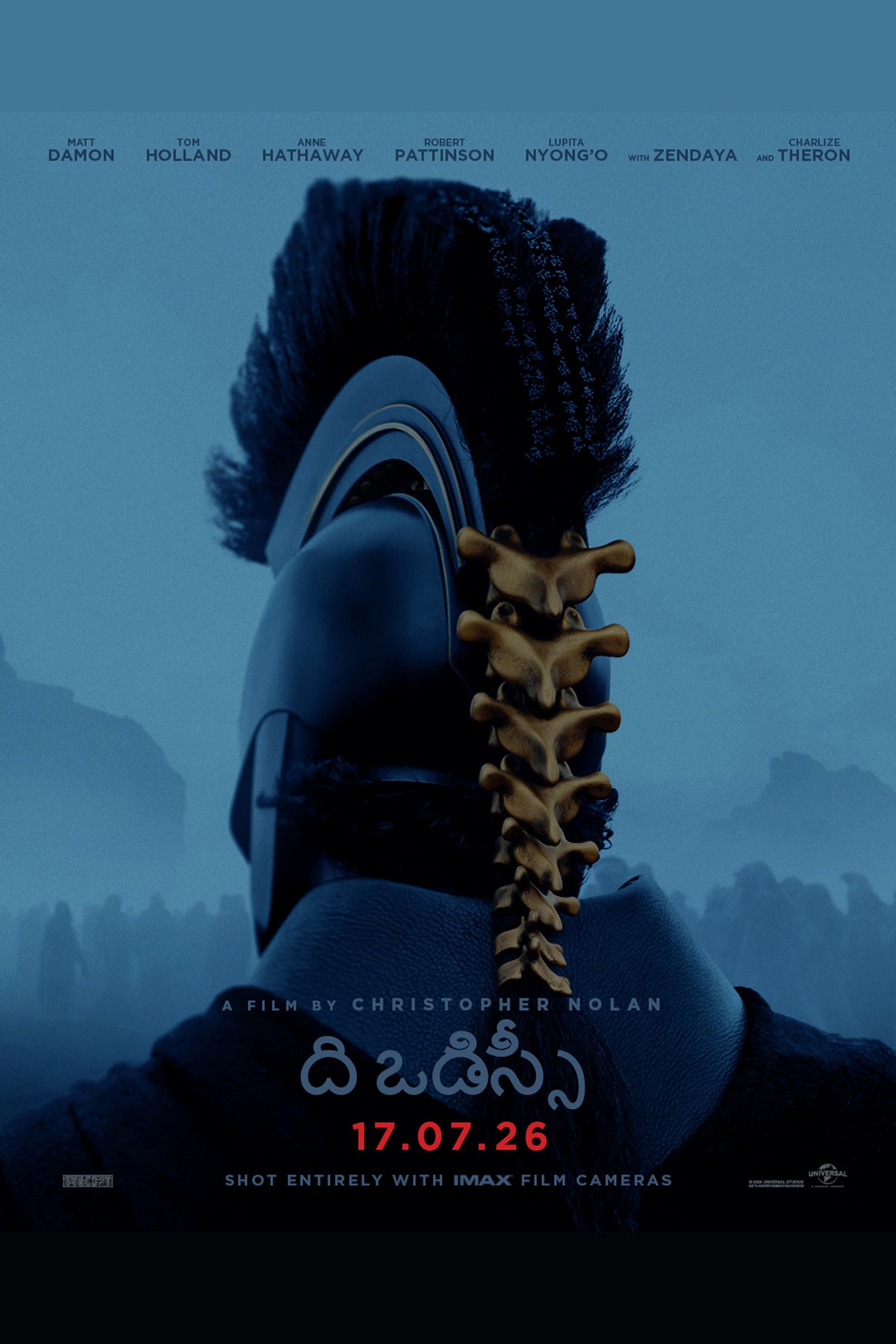 The Odyssey Spine of War portrait artwork with an ancient warrior and monumental sculpture