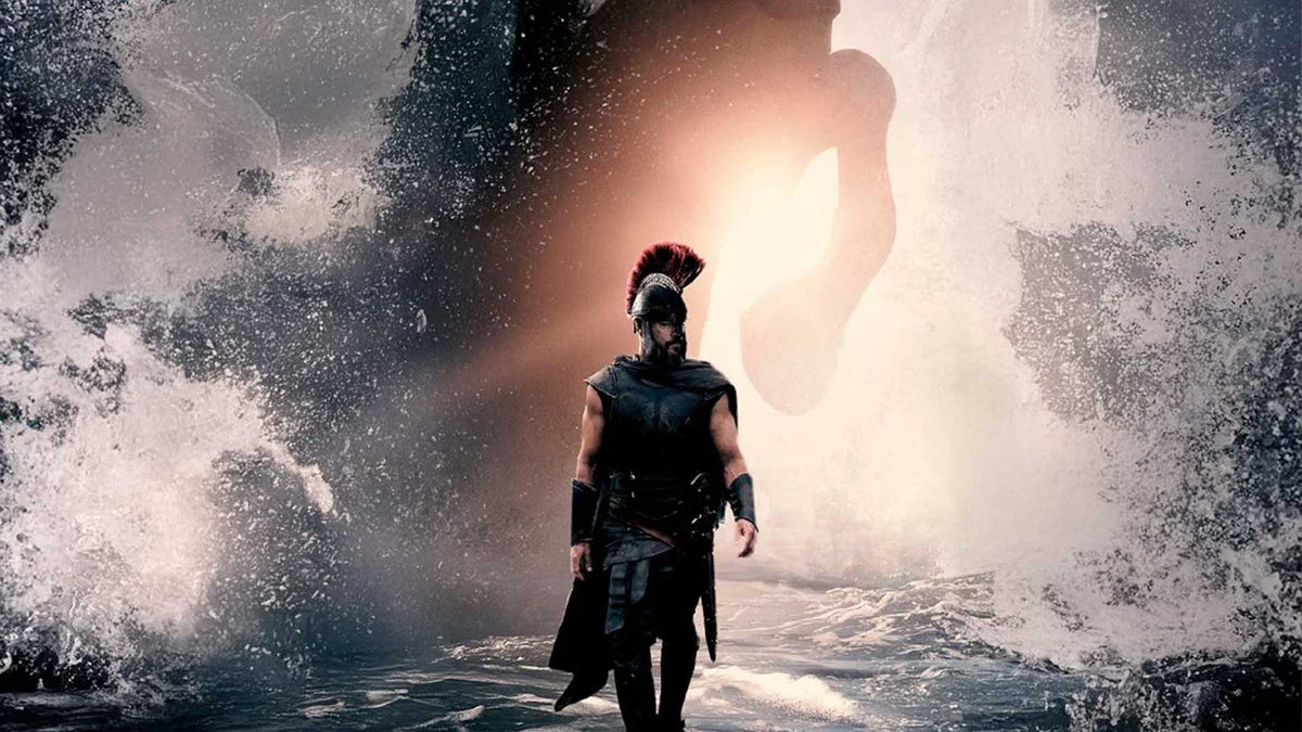 The Odyssey Storm Gate Warrior artwork with a giant wave and ancient gateway